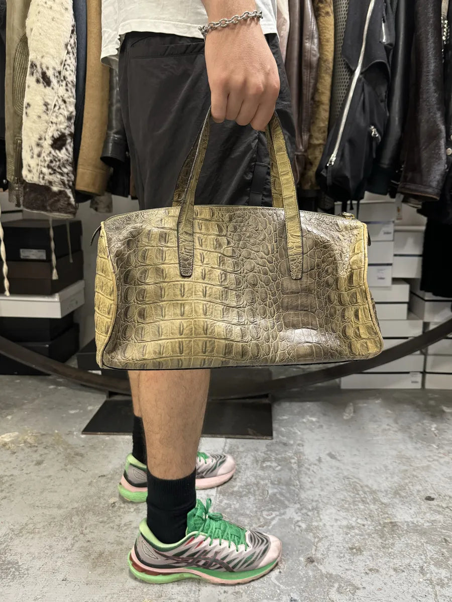 2000s Roberto Cavalli Crocodile Effect Leather Handle Bag ssKgjda 0