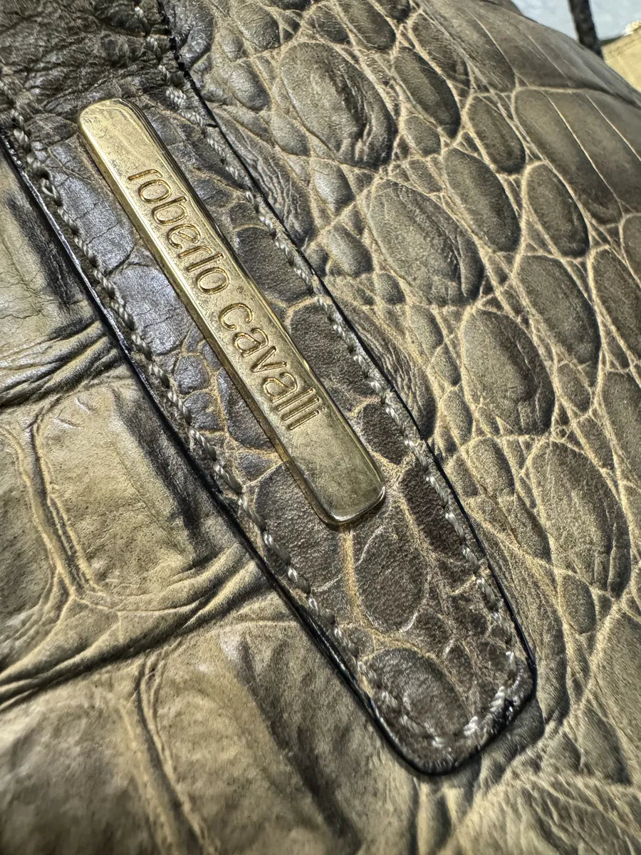 2000s Roberto Cavalli Crocodile Effect Leather Handle Bag ssKgjda 4