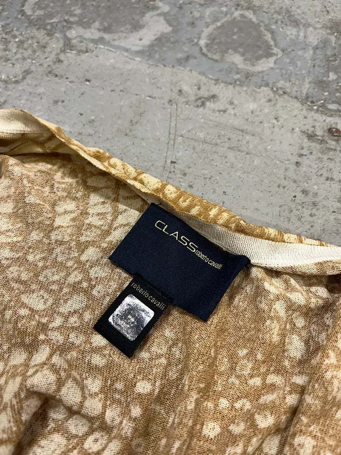 2000s Roberto Cavalli Crocodile Effect White & Beige Cardigan GFCwsVu 8