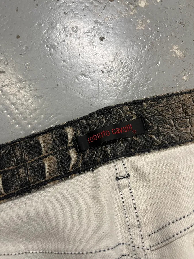 2000s Roberto Cavalli Crocodile Grey & Beige Jeans WQLKbqQ 9
