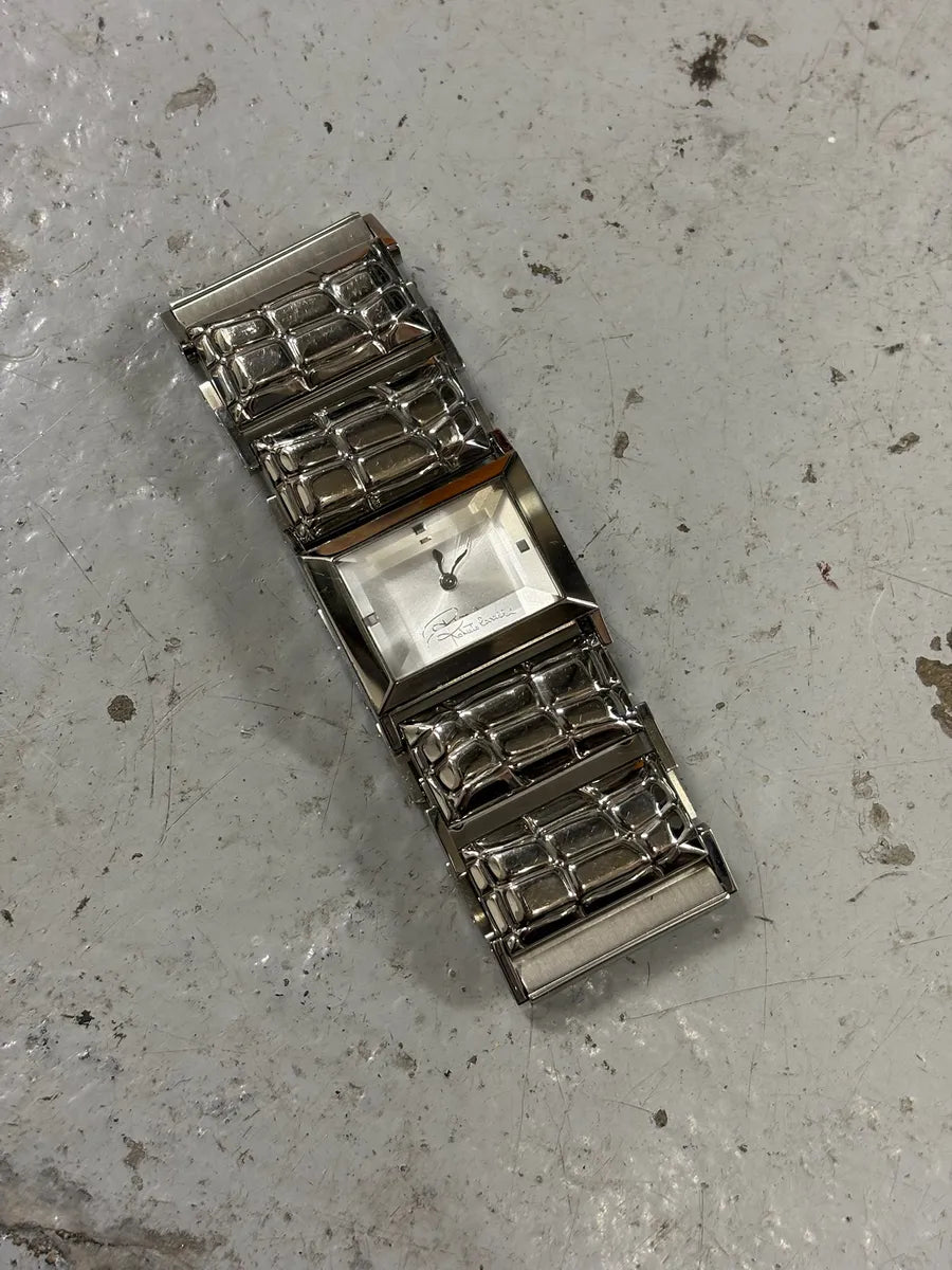 2000s Roberto Cavalli Crocodile Grey Tank Watch XdSeLdS 1