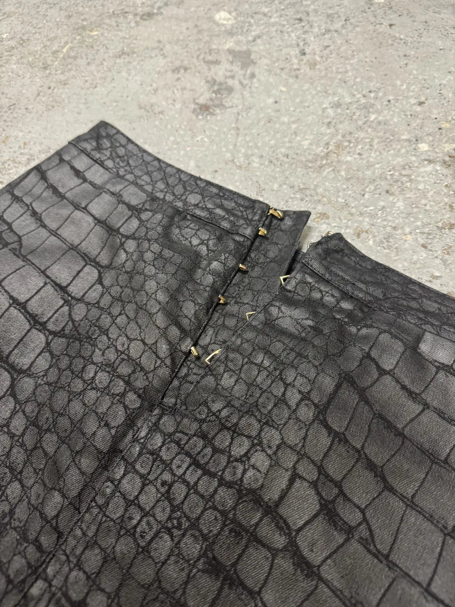 2000s Roberto Cavalli Crocodile Print Black Long Skirt (M/L) xpDREuU 7