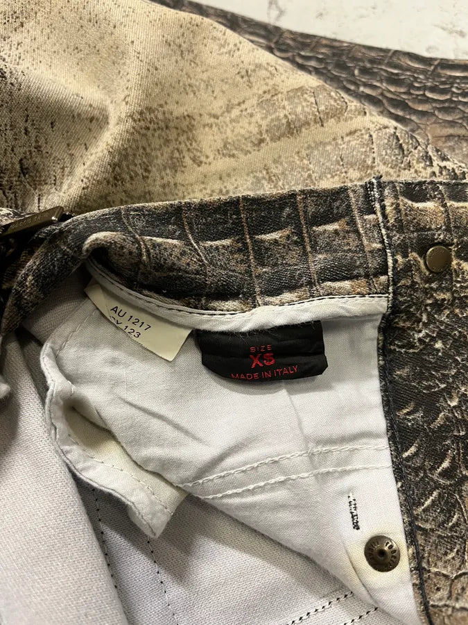 2000s Roberto Cavalli Crocodile Trompe LOeil Grey Pants faSlWDQ 10