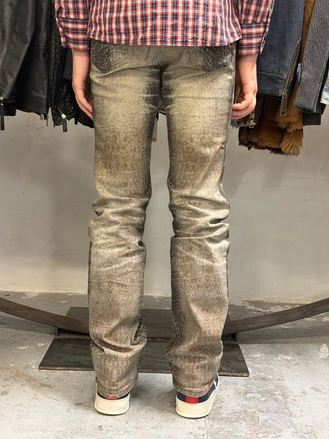 2000s Roberto Cavalli Crocodile Trompe LOeil Grey Pants faSlWDQ 3