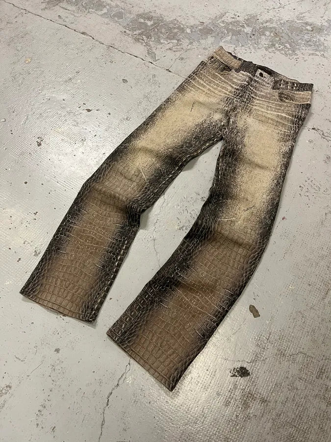 2000s Roberto Cavalli Crocodile Trompe LOeil Grey Pants faSlWDQ 4