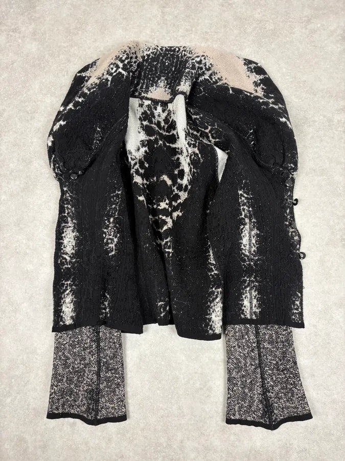 2000s Roberto Cavalli Cropped Leopard Print Black & White Cardigan Sweater ESKshjW 4