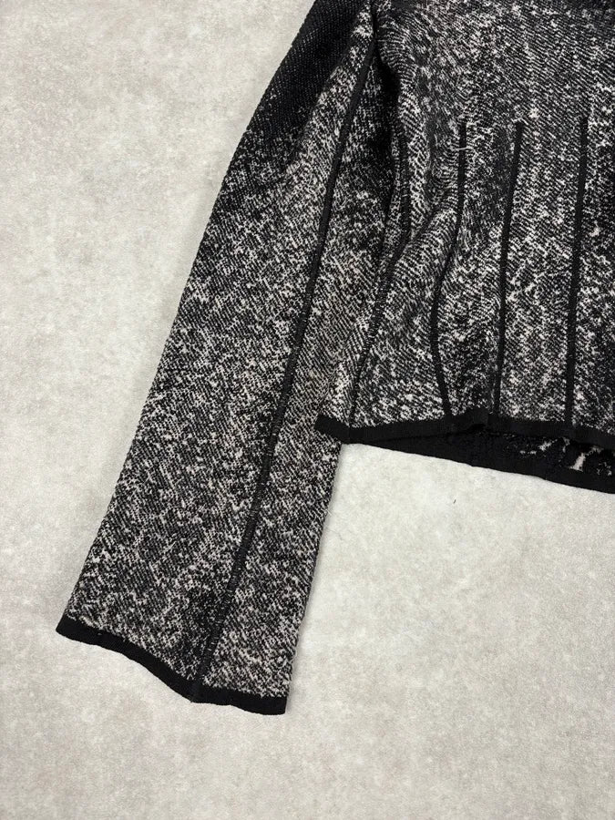 2000s Roberto Cavalli Cropped Leopard Print Black & White Cardigan Sweater ESKshjW 5