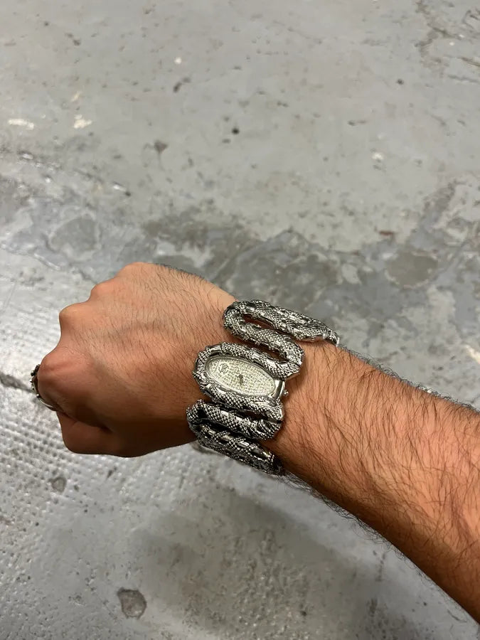 2000s Roberto Cavalli Crystal Snake Bracelet Watch KrgrovD 0