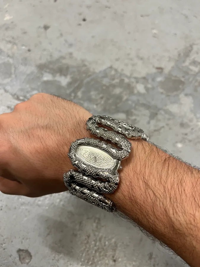 2000s Roberto Cavalli Crystal Snake Bracelet Watch KrgrovD 2