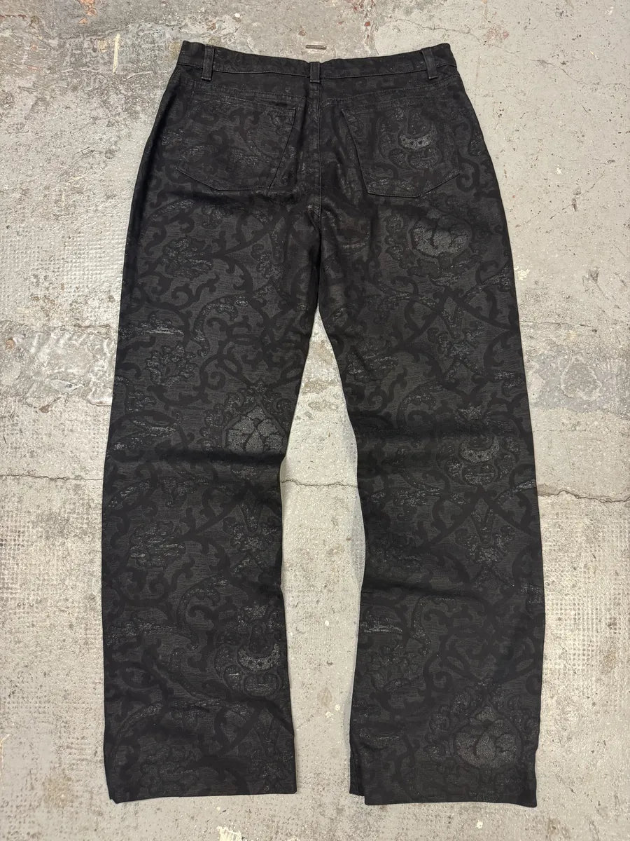 2000s Roberto Cavalli Dark Arabic Mozaic Print Pants (M) zHiSsEm 0