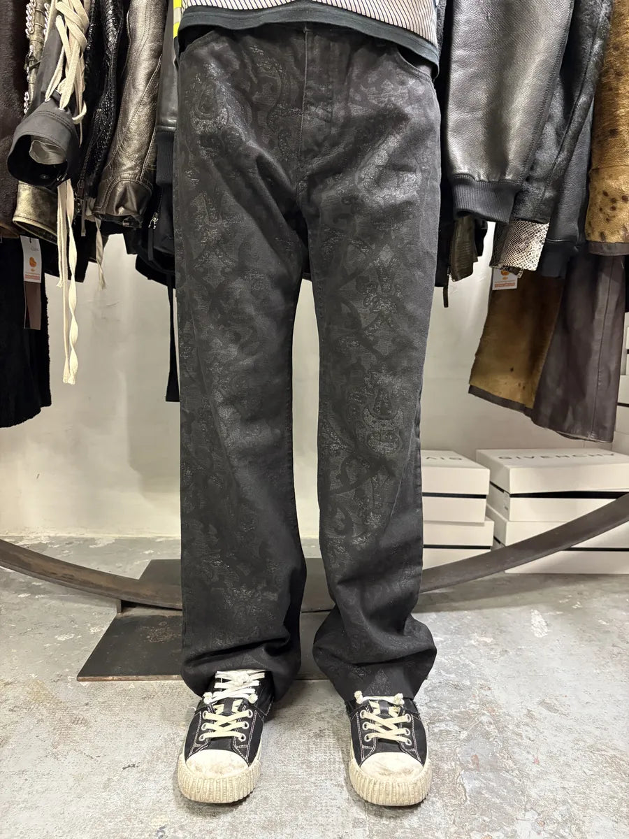 2000s Roberto Cavalli Dark Arabic Mozaic Print Pants (M) zHiSsEm 1