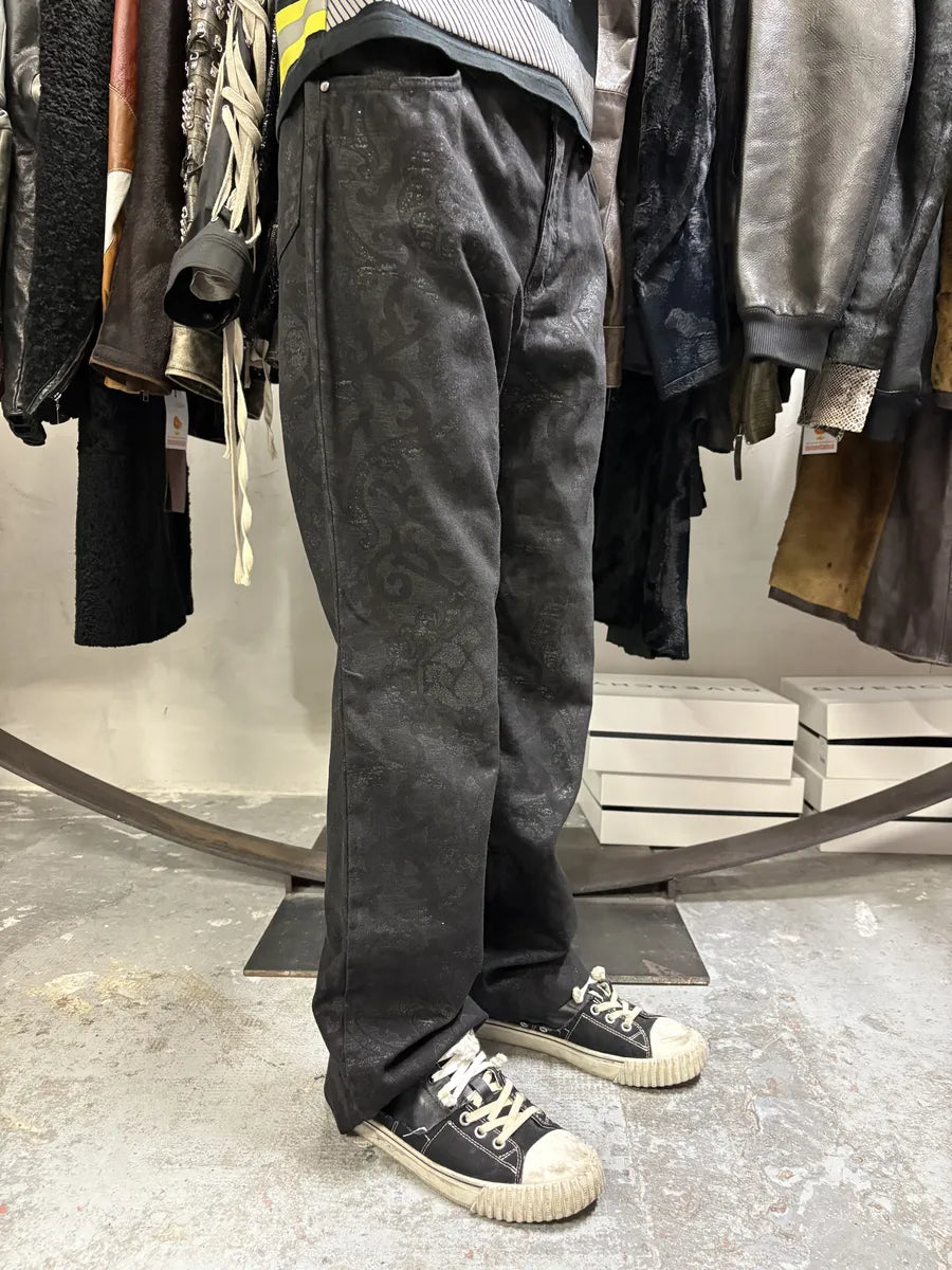 2000s Roberto Cavalli Dark Arabic Mozaic Print Pants (M) zHiSsEm 3