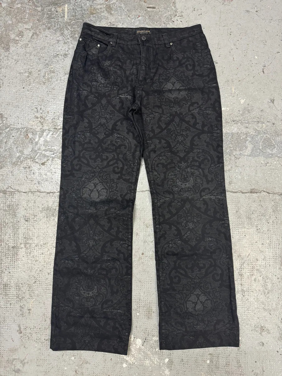 2000s Roberto Cavalli Dark Arabic Mozaic Print Pants (M) zHiSsEm 4