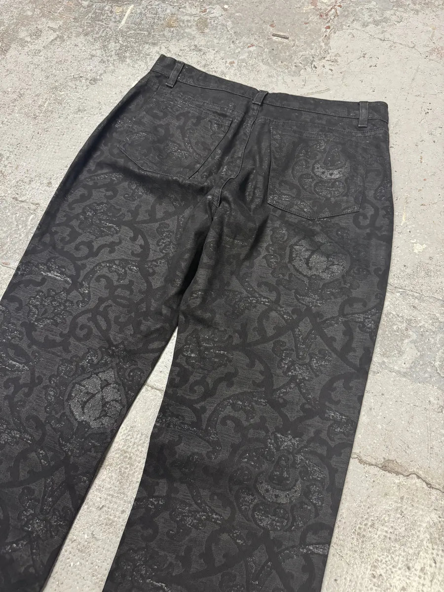 2000s Roberto Cavalli Dark Arabic Mozaic Print Pants (M) zHiSsEm 5