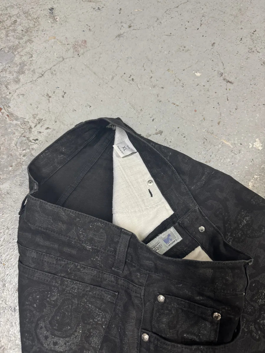 2000s Roberto Cavalli Dark Arabic Mozaic Print Pants (M) zHiSsEm 6