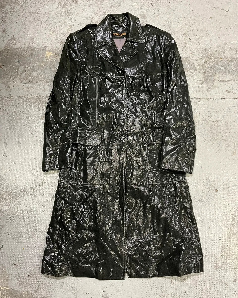1990s Roberto Cavalli Dark Green Trench Coat DENvsxD 0