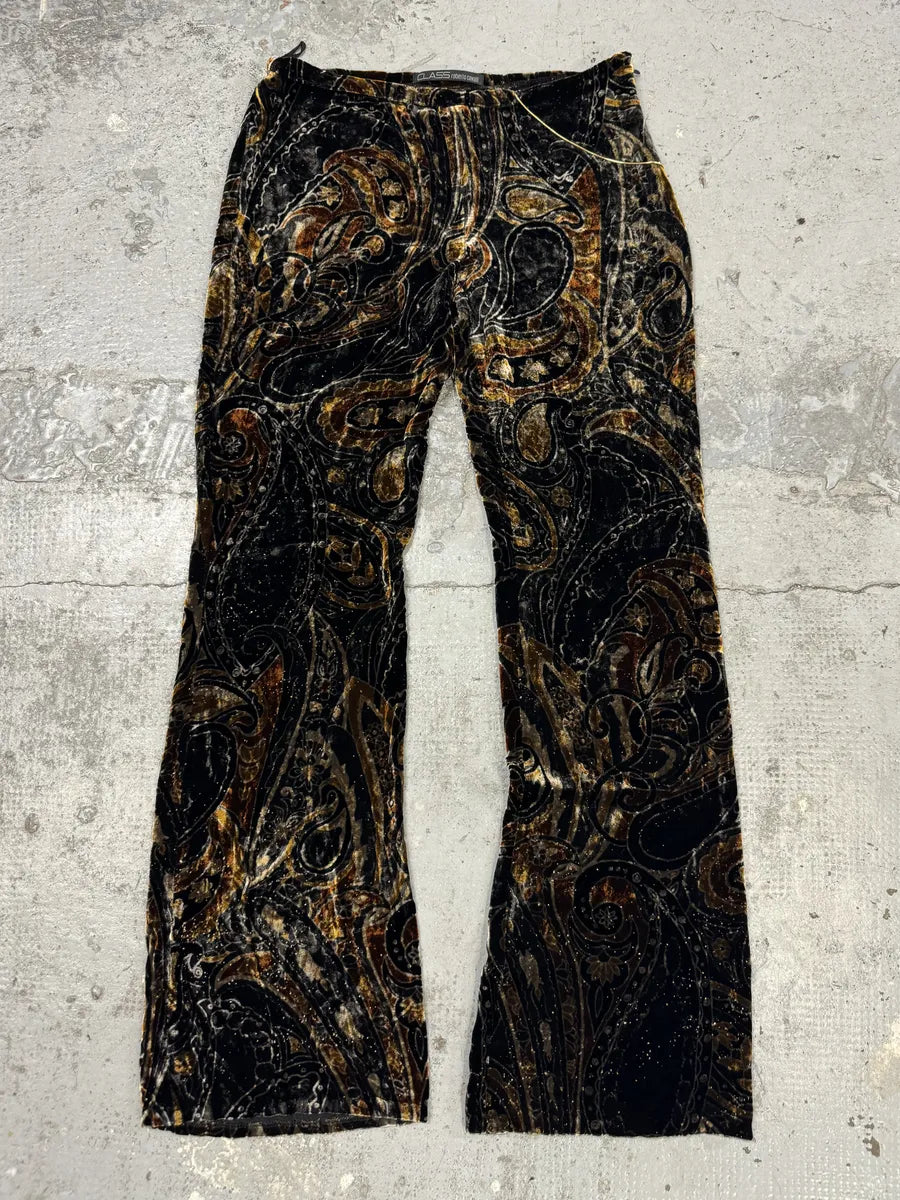 2000s Roberto Cavalli Dark Orange Velvet Trousers Pants ujNcpsK 0