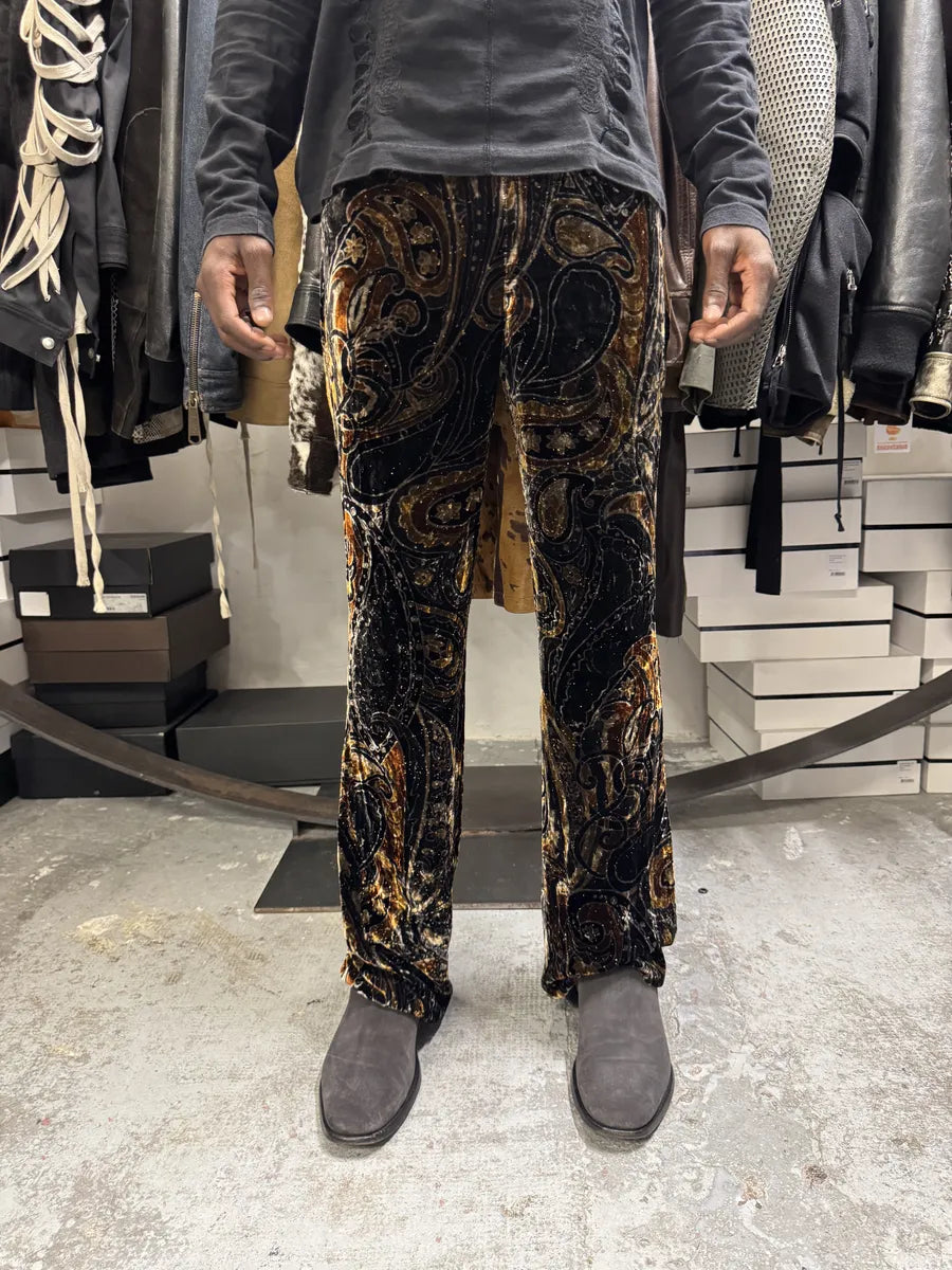 2000s Roberto Cavalli Dark Orange Velvet Trousers Pants ujNcpsK 1