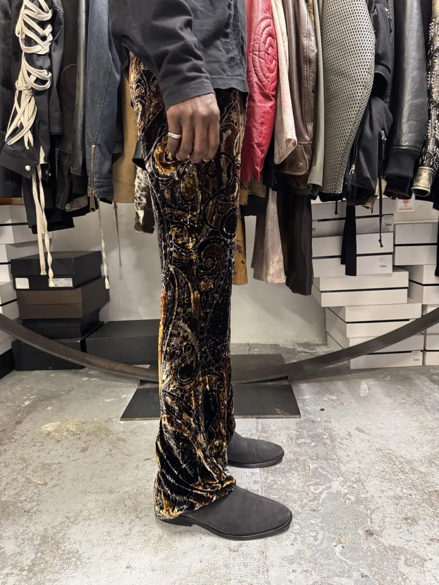 2000s Roberto Cavalli Dark Orange Velvet Trousers Pants ujNcpsK 2