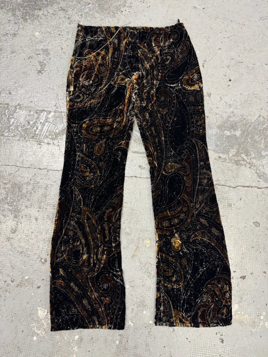 2000s Roberto Cavalli Dark Orange Velvet Trousers Pants ujNcpsK 4