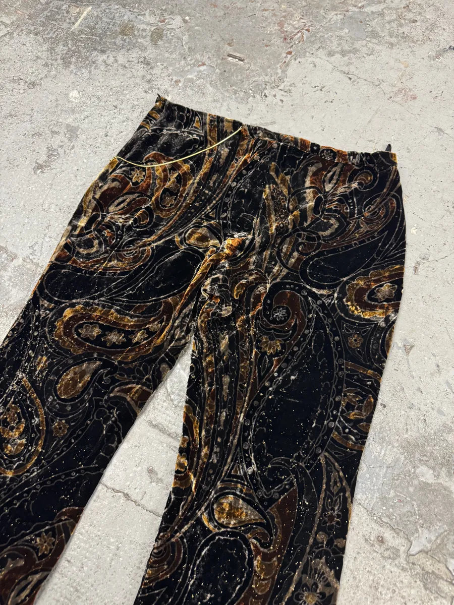 2000s Roberto Cavalli Dark Orange Velvet Trousers Pants ujNcpsK 5
