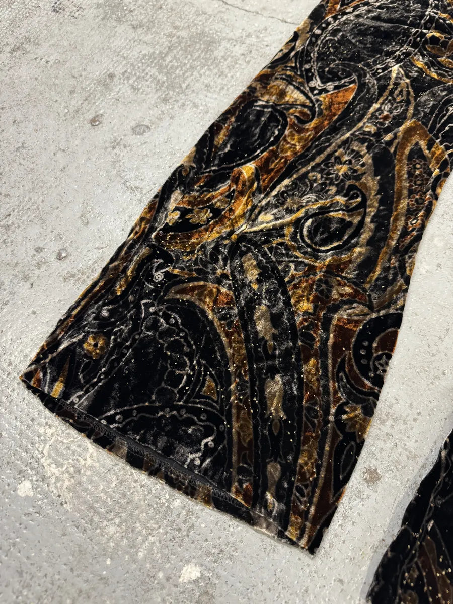 2000s Roberto Cavalli Dark Orange Velvet Trousers Pants ujNcpsK 6