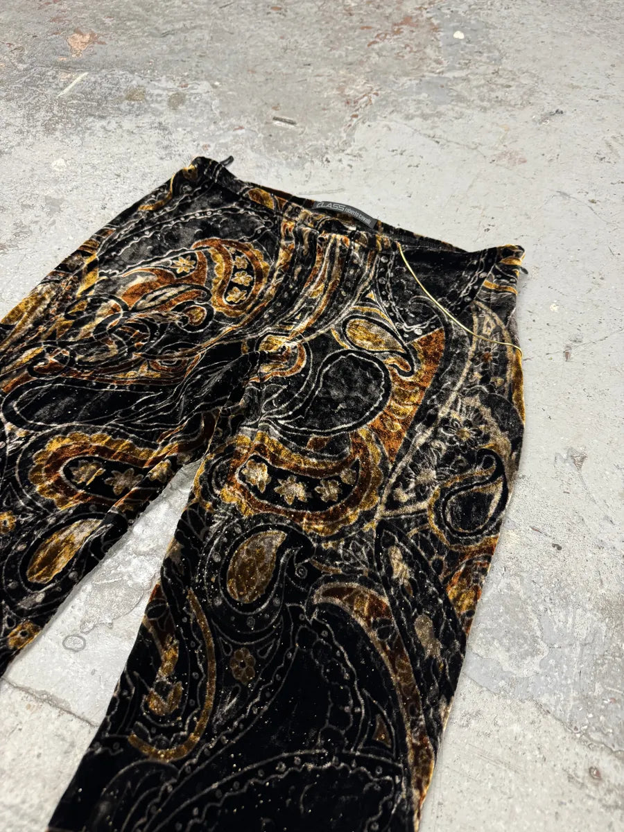 2000s Roberto Cavalli Dark Orange Velvet Trousers Pants ujNcpsK 7