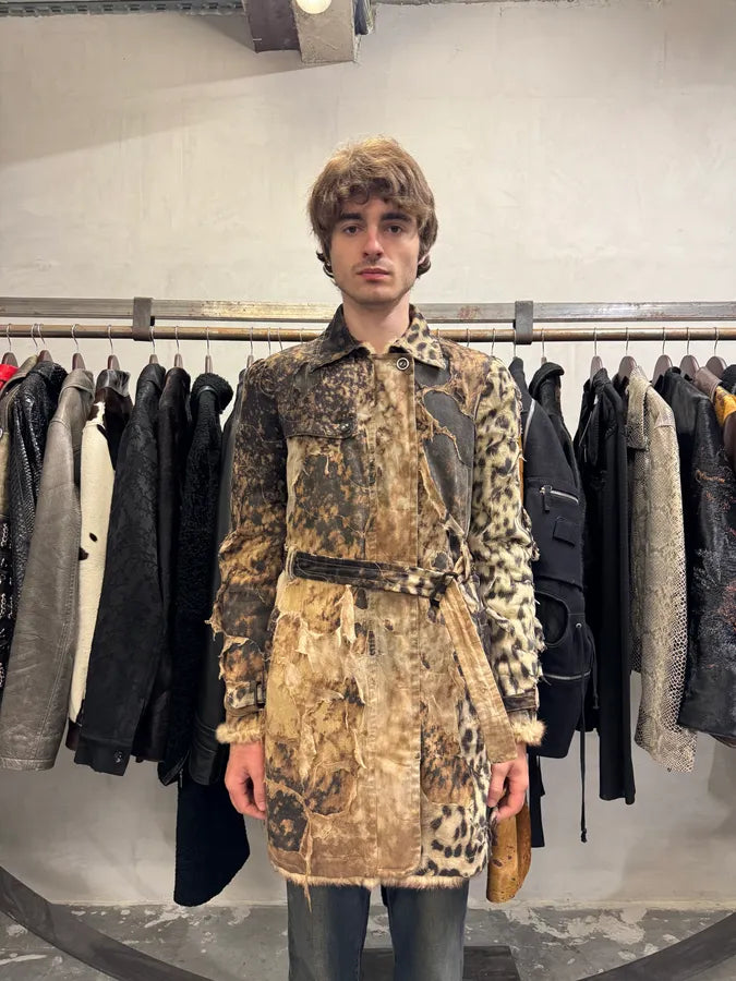 2000s Roberto Cavalli Deconstructed Leopard Magma Exploration Fur Jacket (M/L) gYeFBVs 2