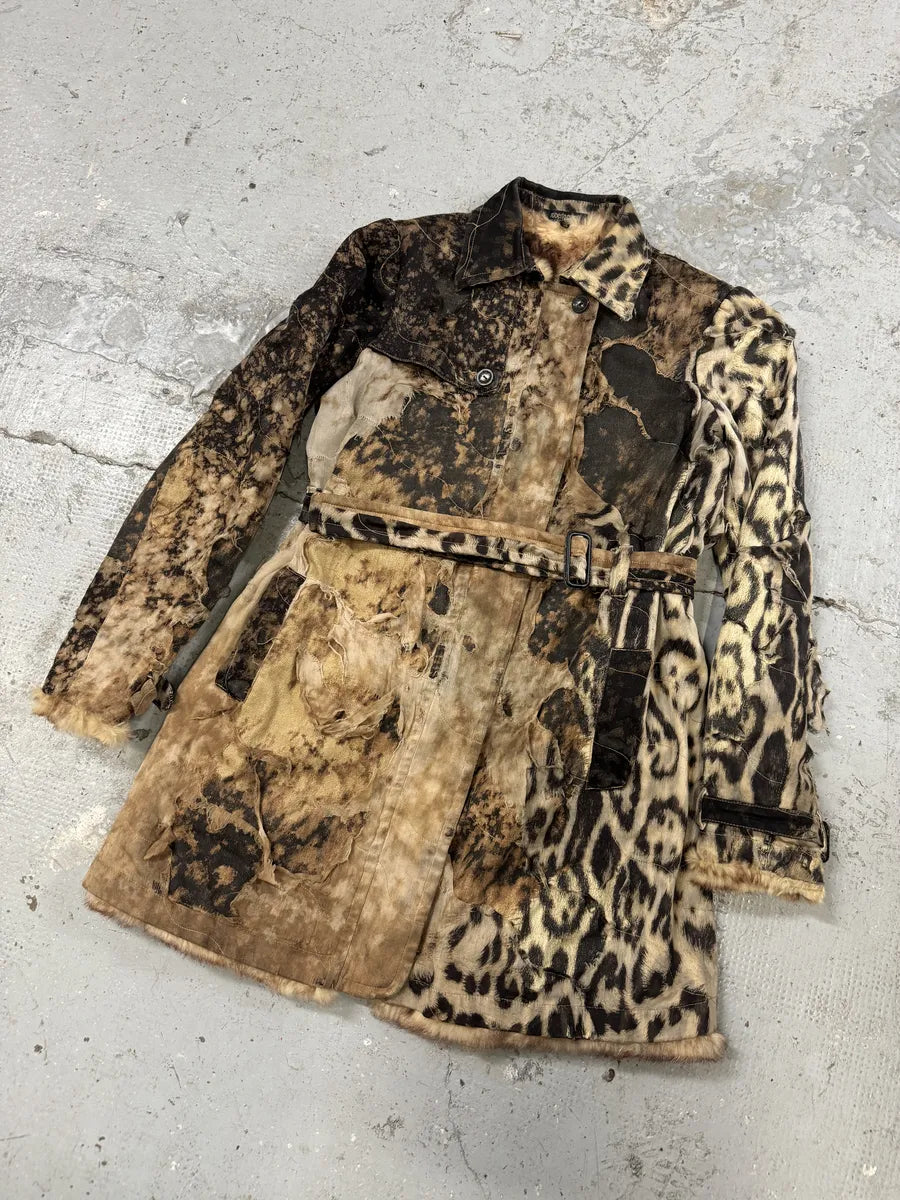 2000s Roberto Cavalli Deconstructed Leopard Magma Exploration Fur Jacket (M/L) gYeFBVs 6