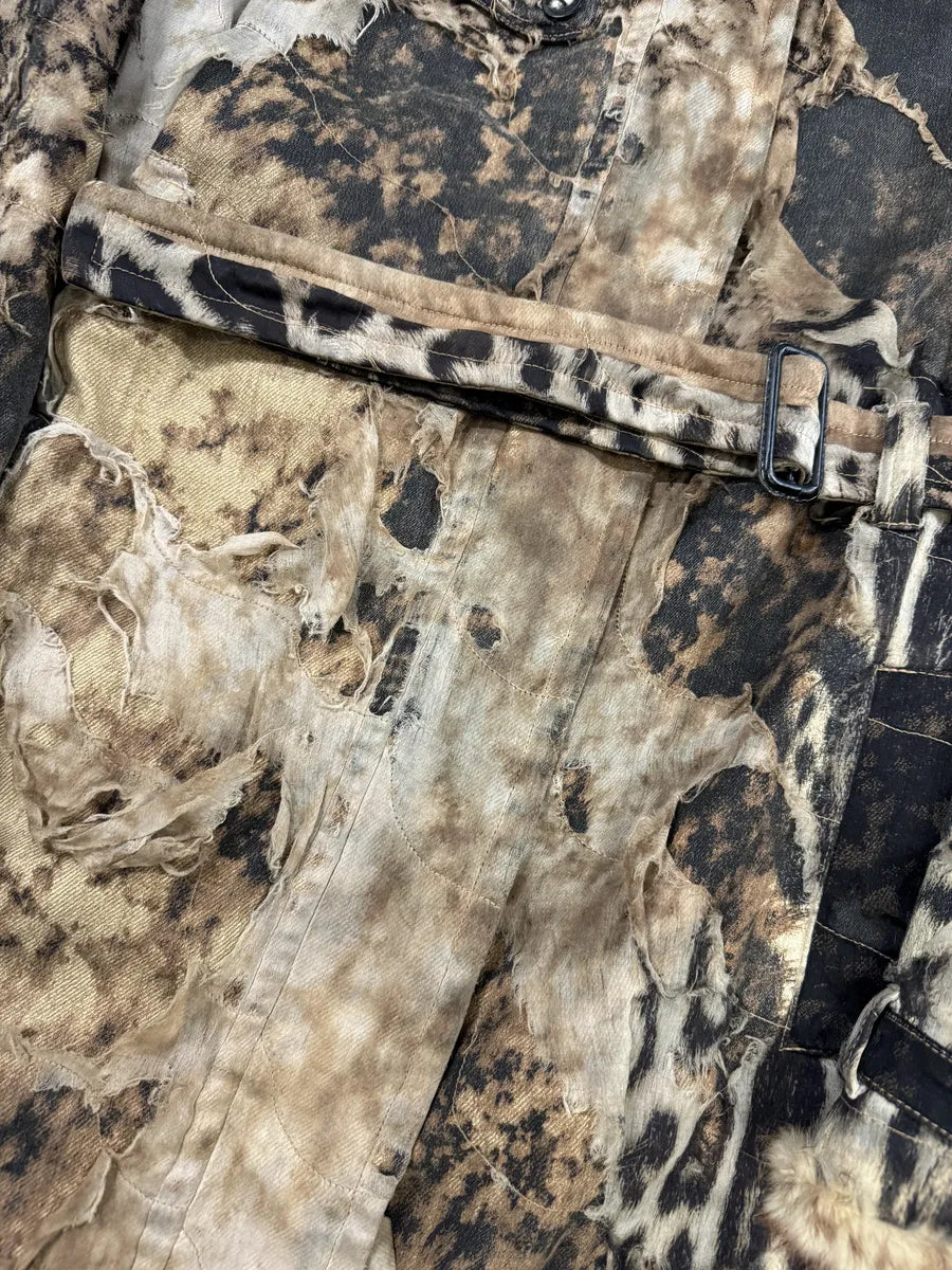 2000s Roberto Cavalli Deconstructed Leopard Magma Exploration Fur Jacket (M/L) gYeFBVs 7