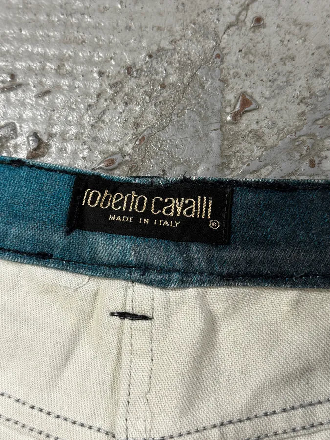 FW1999 Roberto Cavalli Deep Blue Flowers Pants qSoAsfE 7
