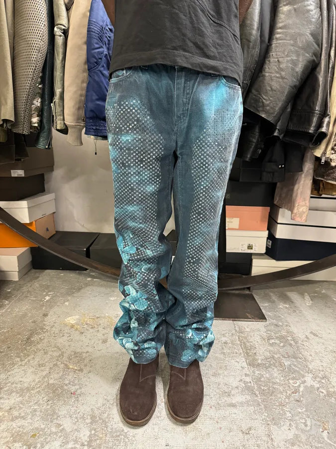 FW1999 Roberto Cavalli Deep Blue Flowers Pants qSoAsfE 1