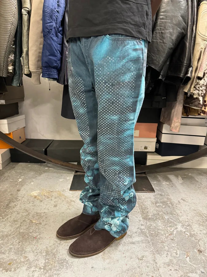 FW1999 Roberto Cavalli Deep Blue Flowers Pants qSoAsfE 6