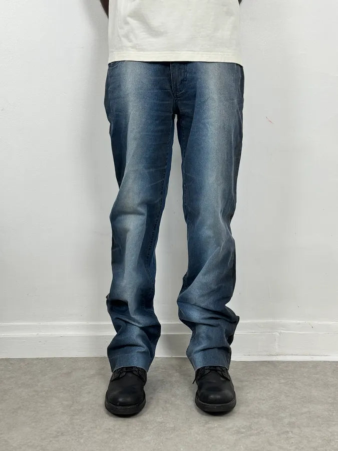 2000s Roberto Cavalli Deep Ocean Blue Gradient Pants QApNdbC 1