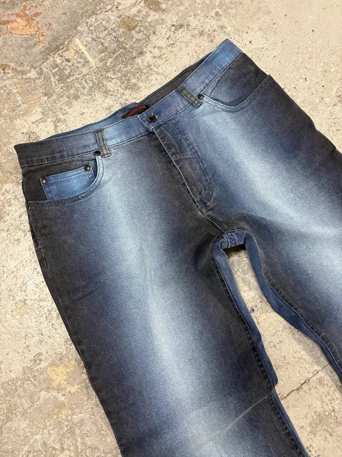 2000s Roberto Cavalli Deep Ocean Blue Gradient Pants gHTxhHi 5