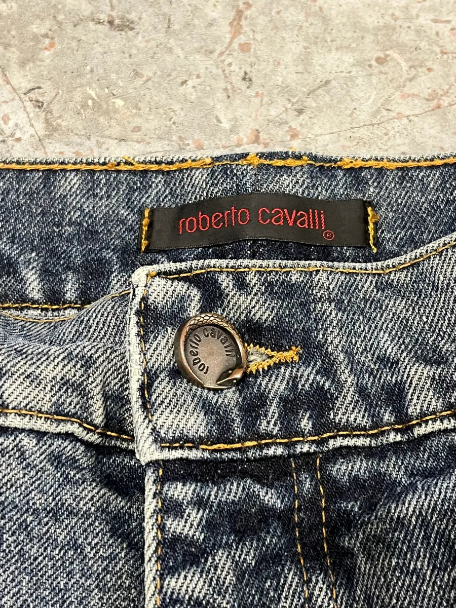 2000s Roberto Cavalli Blue Denim Abstract Lines Jeans AmbiYTg 8