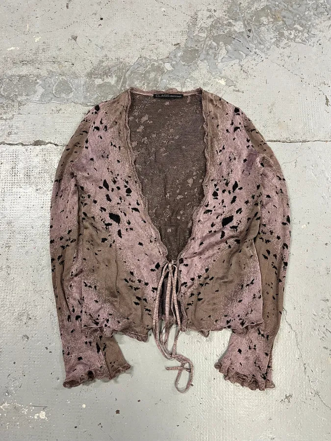 2000s Roberto Cavalli Destroyed Effect Grey Purple Cardigan DnyvvAs 0