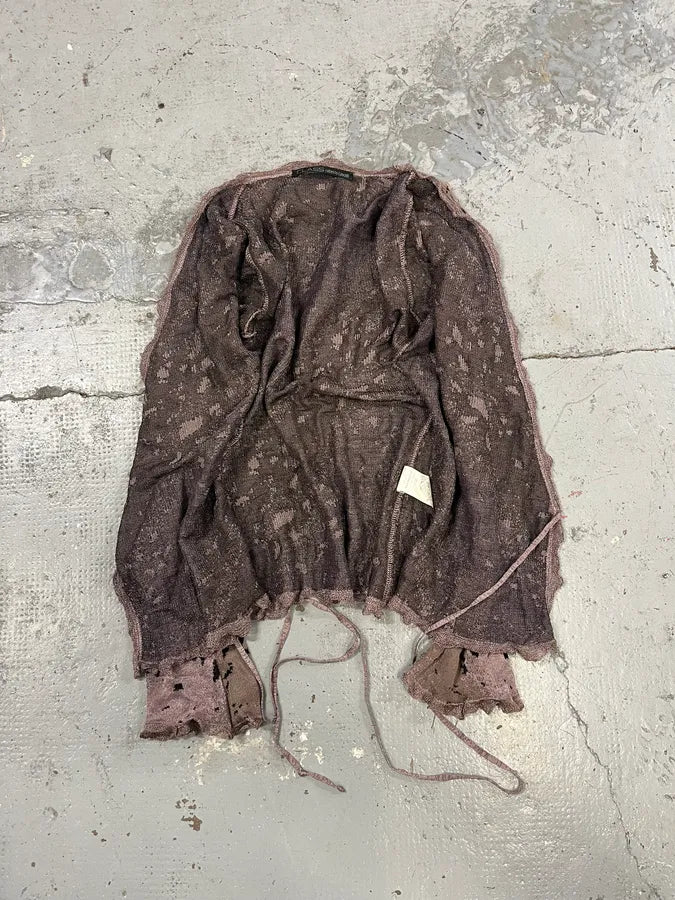 2000s Roberto Cavalli Destroyed Effect Grey Purple Cardigan DnyvvAs 4