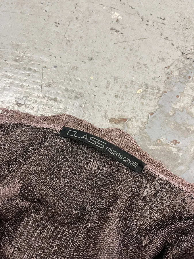 2000s Roberto Cavalli Destroyed Effect Grey Purple Cardigan DnyvvAs 7