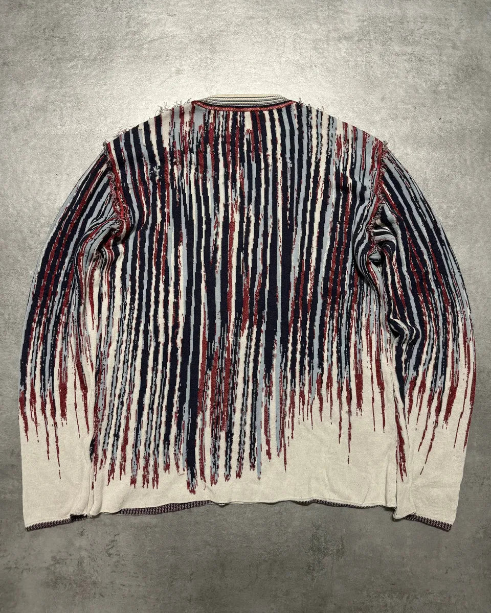 2000s Roberto Cavalli Destructured Blue & Red Distressed Sweater (M) 1