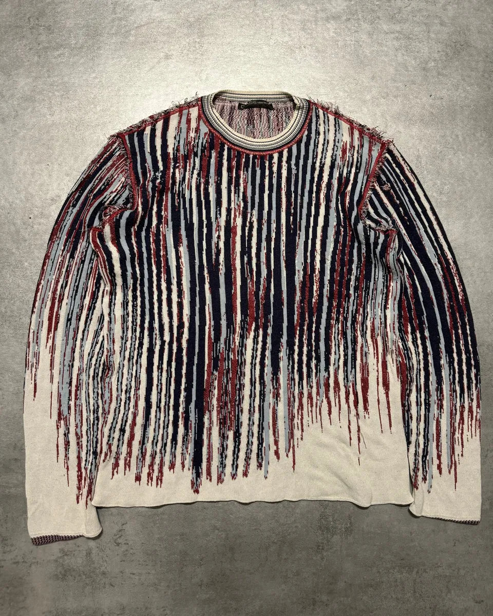 2000s Roberto Cavalli Destructured Blue & Red Distressed Sweater (M) 3