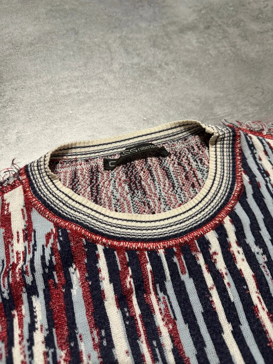 2000s Roberto Cavalli Destructured Blue & Red Distressed Sweater (M) 4