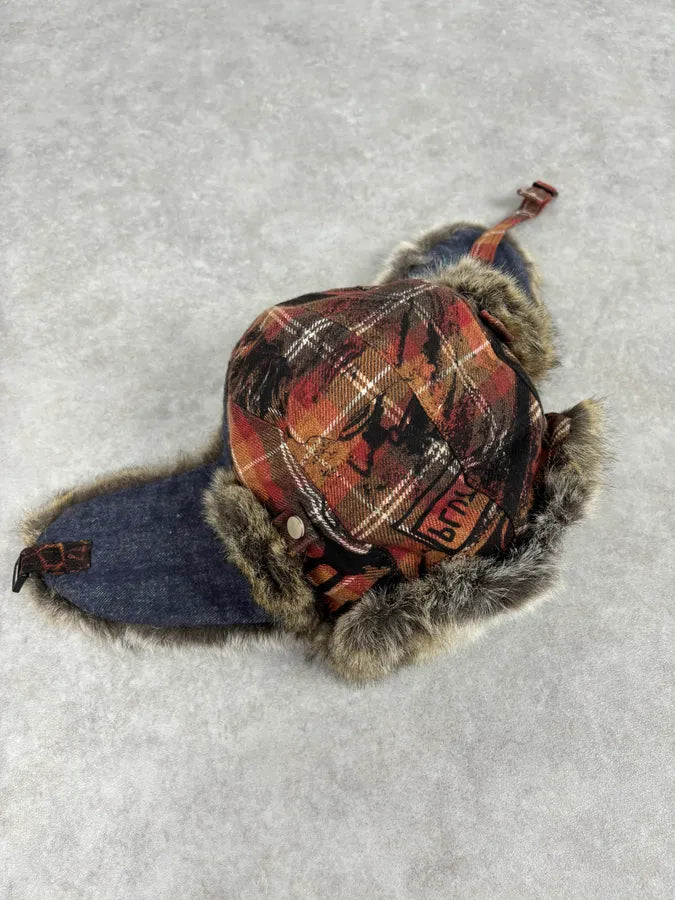 2000s Roberto Cavalli Devil Tartan Chapka Hat mPbqgQe 6