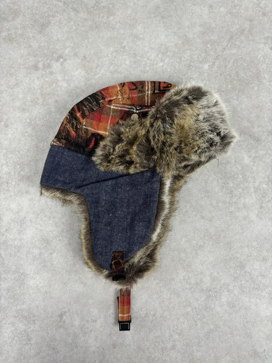 2000s Roberto Cavalli Devil Tartan Chapka Hat mPbqgQe 3