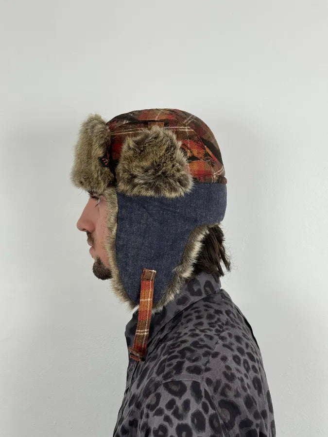 2000s Roberto Cavalli Devil Tartan Chapka Hat mPbqgQe 1