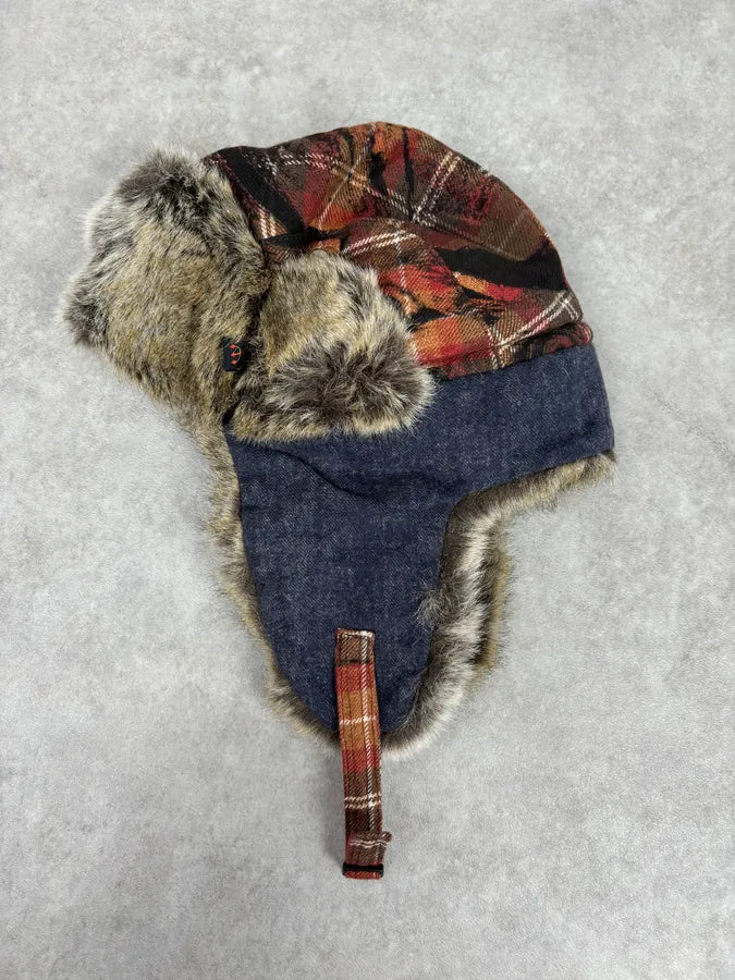 2000s Roberto Cavalli Devil Tartan Chapka Hat mPbqgQe 0