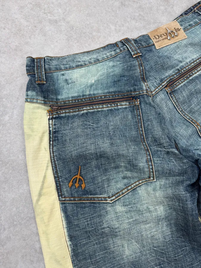 2000s Roberto Cavalli Devil’s Baggy Blue & Cream Jeans LwfbsdA 10