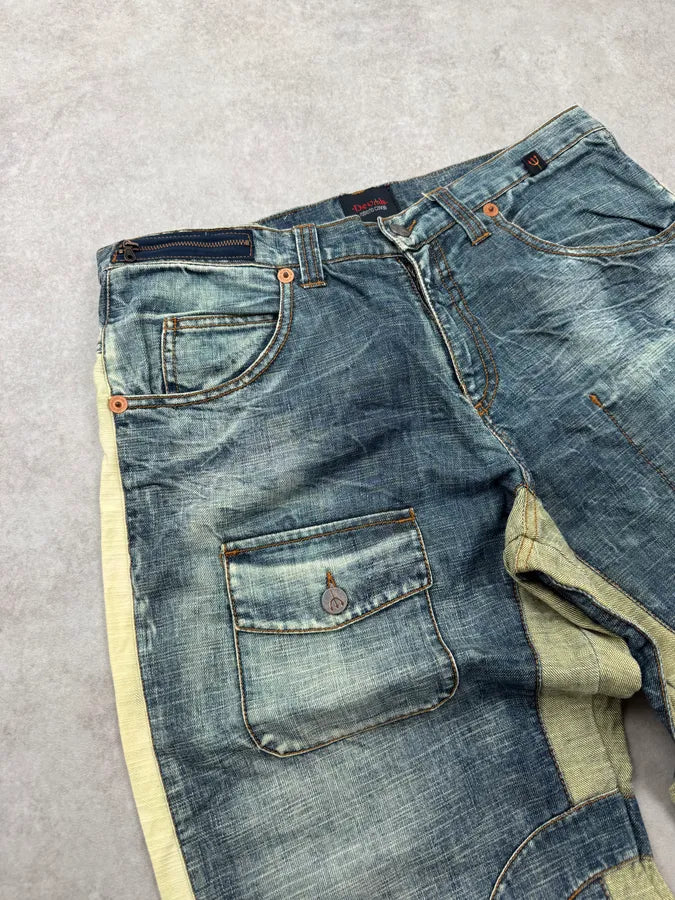 2000s Roberto Cavalli Devil’s Baggy Blue & Cream Jeans LwfbsdA 6