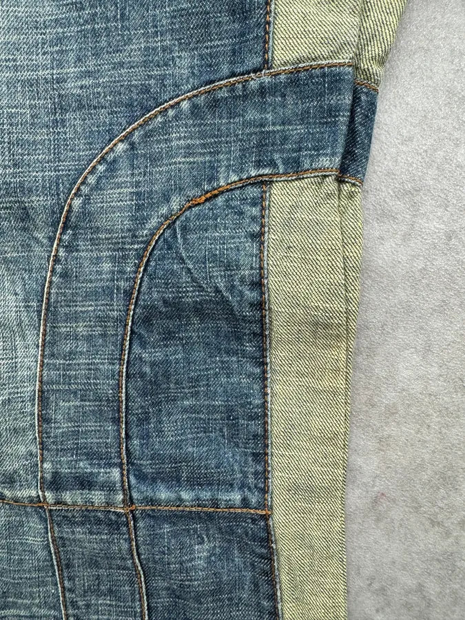 2000s Roberto Cavalli Devil’s Baggy Blue & Cream Jeans LwfbsdA 8