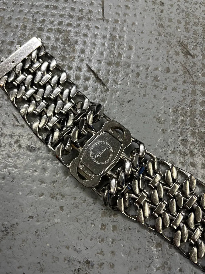 2000s Roberto Cavalli Double Chain Silver Steel Contemporary  Watch (OS) GllUWnk 10